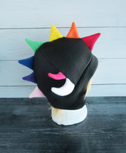 Load image into Gallery viewer, Rainbow Dragon Double Horned or Monster Fleece Hat - Ready to Ship Halloween Costume
