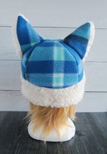 Load image into Gallery viewer, Blue Christmas Cat Fleece Hat - Sherpa Hat
