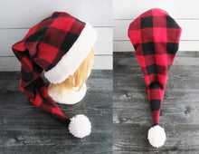 Load image into Gallery viewer, Plaid Santa Sherpa Hat
