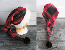 Load image into Gallery viewer, Plaid Santa Sherpa Hat
