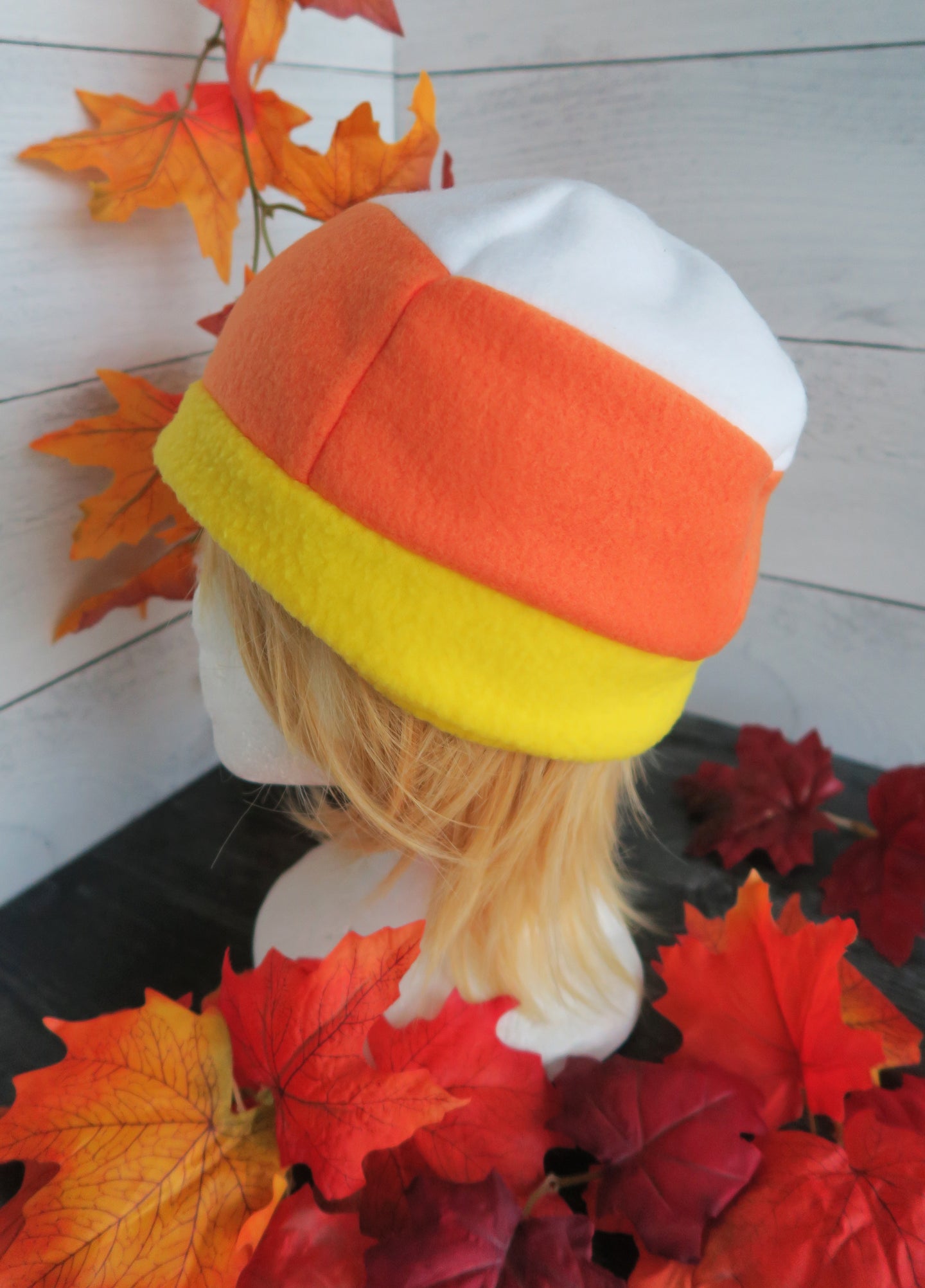 Candy Corn Fleece Hat - Ready to Ship Halloween Costume