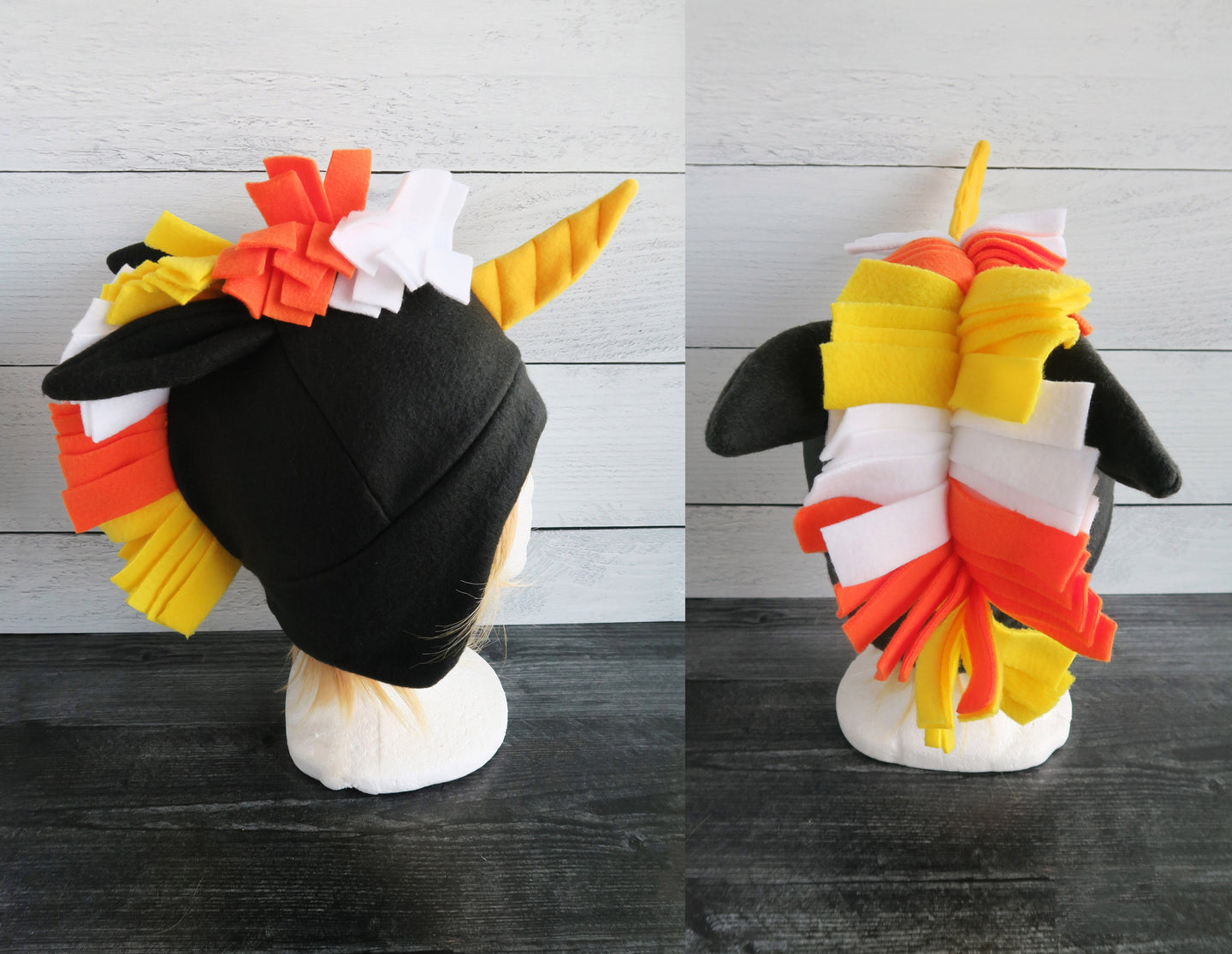 Candy Corn Unicorn Fleece Hat - Ready to Ship Halloween Costume