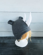 Load image into Gallery viewer, Rhino Hat, Rhinoceros Hat, Horned Hat - Animal Fleece Hat- Ready to Ship Halloween Costume
