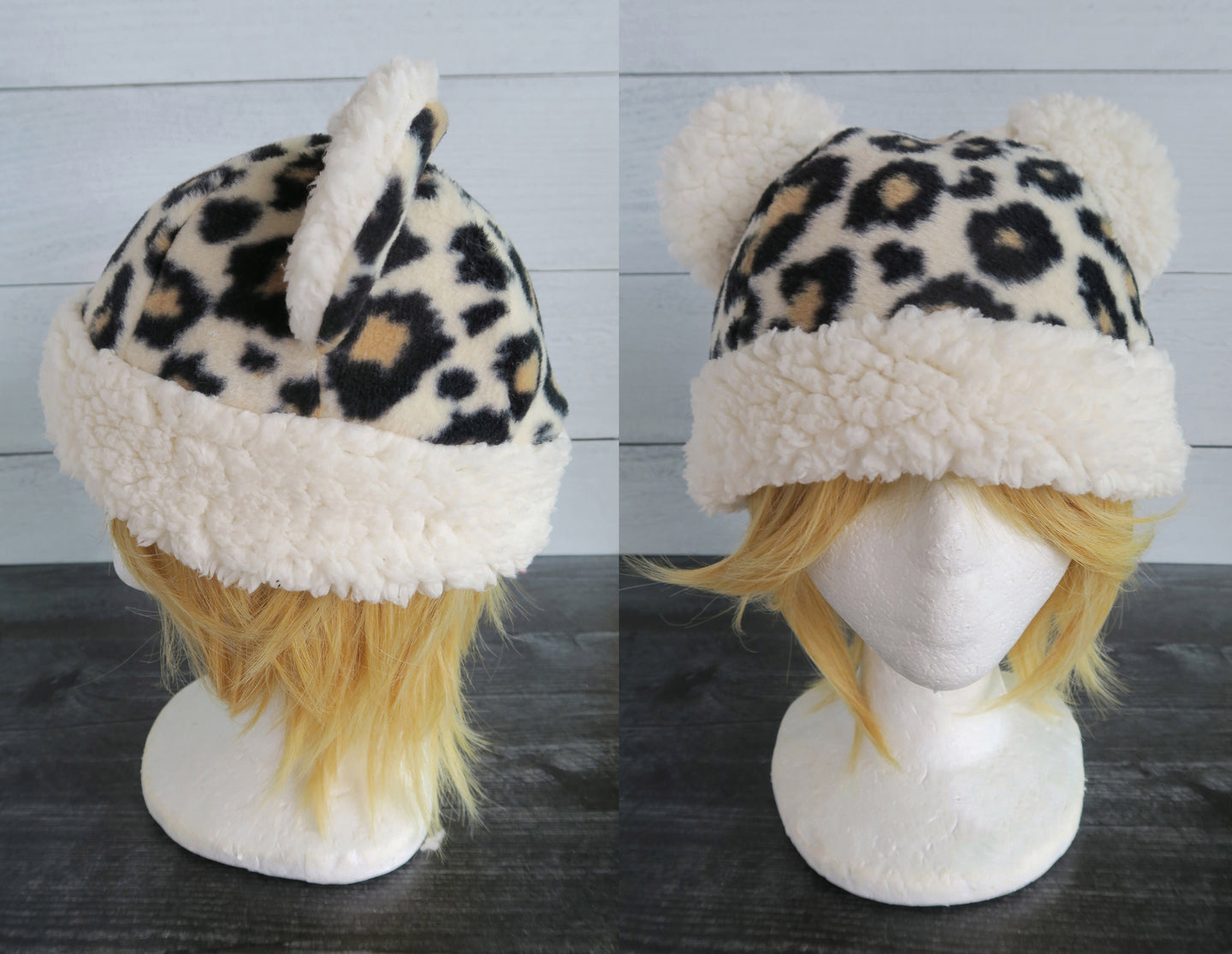 Cheetah Fleece Hat - Sherpa Hat - Ready to Ship Halloween Costume