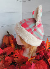 Load image into Gallery viewer, Cotton Candy Plaid Cat Fleece Hat - Sherpa Hat
