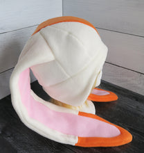 Load image into Gallery viewer, Cream and Orange Rabbit Fleece Hat
