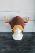 Load image into Gallery viewer, Reindeer or Deer Fleece Hat - Ready to Ship Halloween Costume
