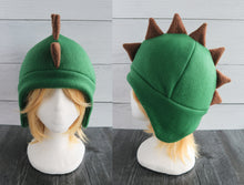Load image into Gallery viewer, Dinosaur Hat, Dino Fleece Hat - Ready to Ship Halloween Costume
