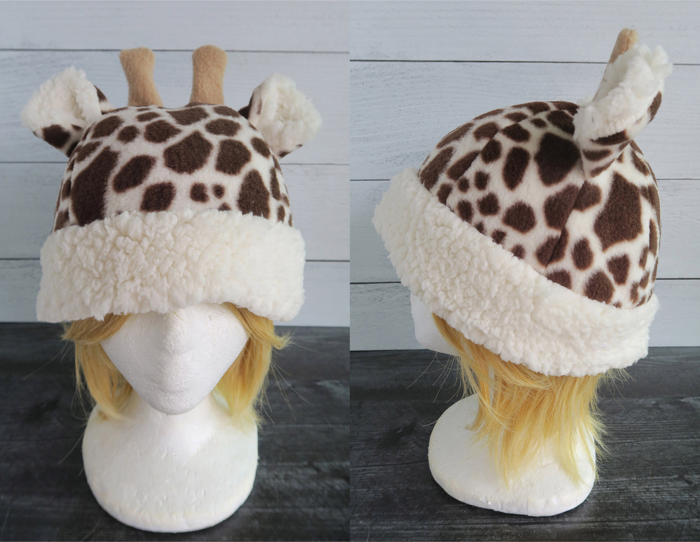 Giraffe Fleece Hat - Sherpa Hat - Ready to Ship Halloween Costume