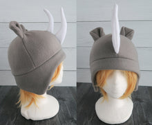 Load image into Gallery viewer, Rhino Hat, Rhinoceros Hat, Horned Hat - Animal Fleece Hat
