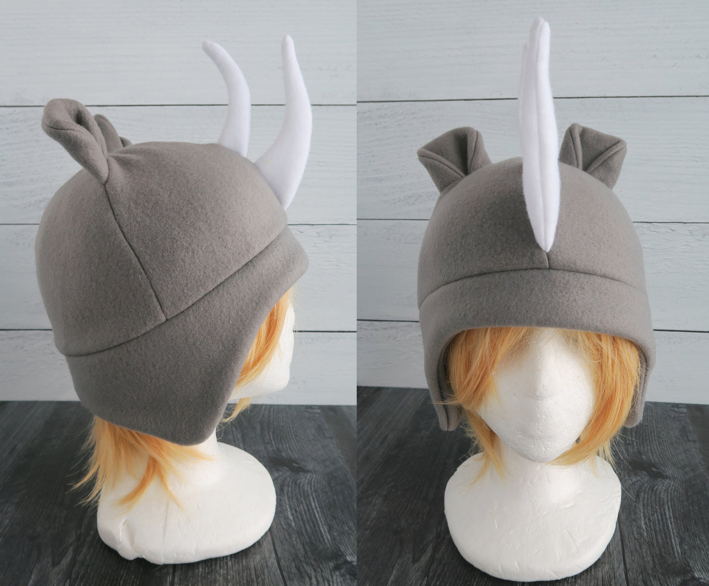 Rhino Hat, Rhinoceros Hat, Horned Hat - Animal Fleece Hat- Ready to Ship Halloween Costume