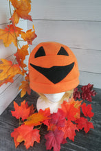 Load image into Gallery viewer, Jack o&#39;Lantern Fleece Hat - Ready to Ship Halloween Costume
