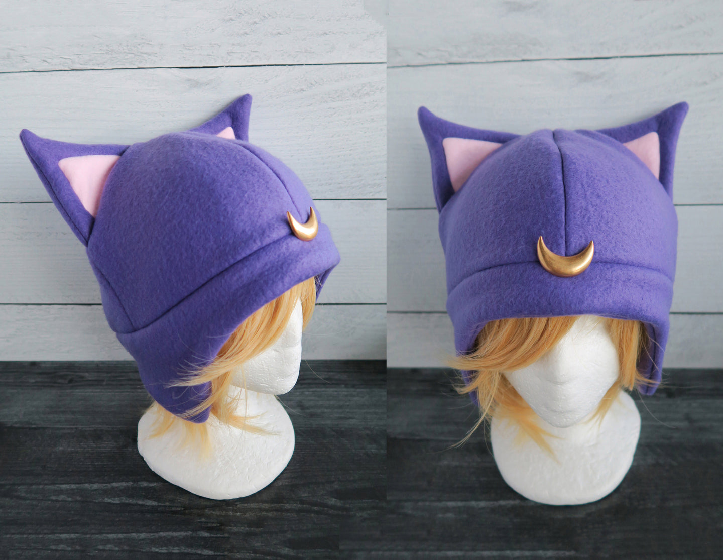 Purple Luna Moon Fleece Hat - Ready to Ship Halloween Costume