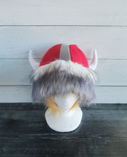 Load image into Gallery viewer, Wolf Fur Vikings Helmet Fleece Hat
