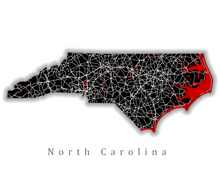 Load image into Gallery viewer, North Carolina State Map Print
