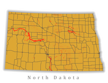 Load image into Gallery viewer, North Dakota State Map Print

