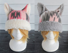 Load image into Gallery viewer, Pink Desert Cat Fleece Hat - Sherpa Hat

