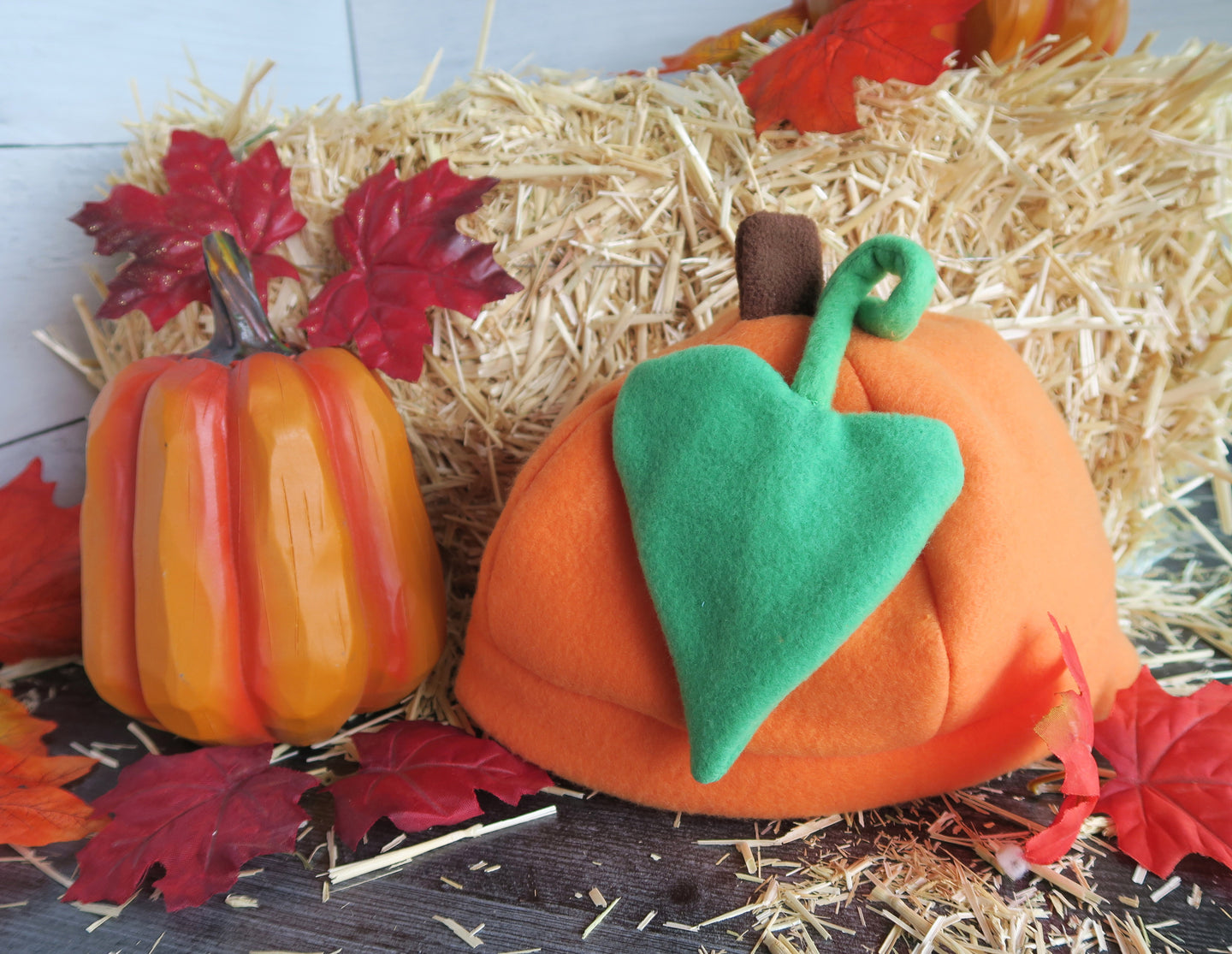 Pumpkin Fleece Hat - Ready to Ship Halloween Costume