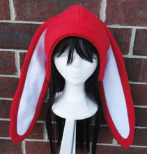 Load image into Gallery viewer, Long Eared Bunny Fleece Hat - Ready to Ship Halloween Costume
