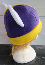 Load image into Gallery viewer, Purple Viking Helmet Fleece Hat - Ready to Ship Halloween Costume
