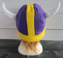 Load image into Gallery viewer, Purple Viking Helmet Fleece Hat - Ready to Ship Halloween Costume
