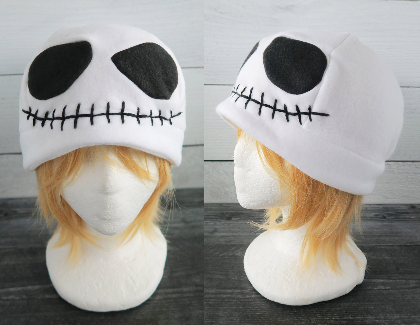 Smiling Skull Fleece Hat - Ready to Ship Halloween Costume