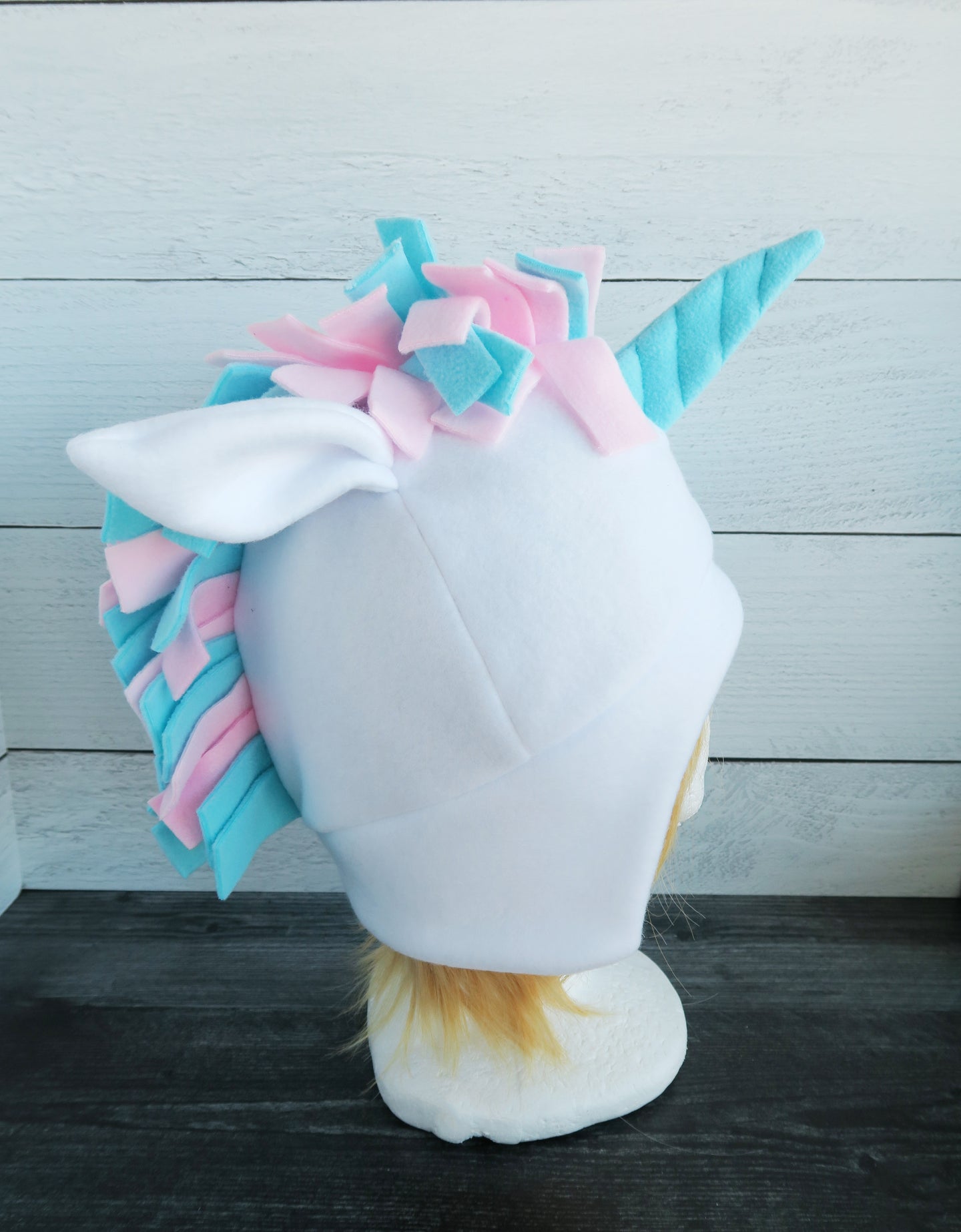Cotton Candy Unicorn Fleece Hat - Ready to Ship Halloween Costume
