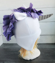 Load image into Gallery viewer, Purple Unicorn Fleece Hat - Ready to Ship Halloween Costume
