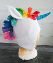 Load image into Gallery viewer, Rainbow Unicorn Fleece Hat
