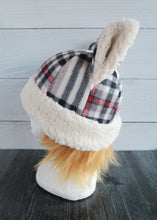 Load image into Gallery viewer, White Plaid Winter Cat Fleece Hat - Sherpa Hat
