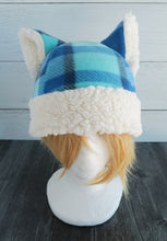 Load image into Gallery viewer, Blue Christmas Cat Fleece Hat - Sherpa Hat
