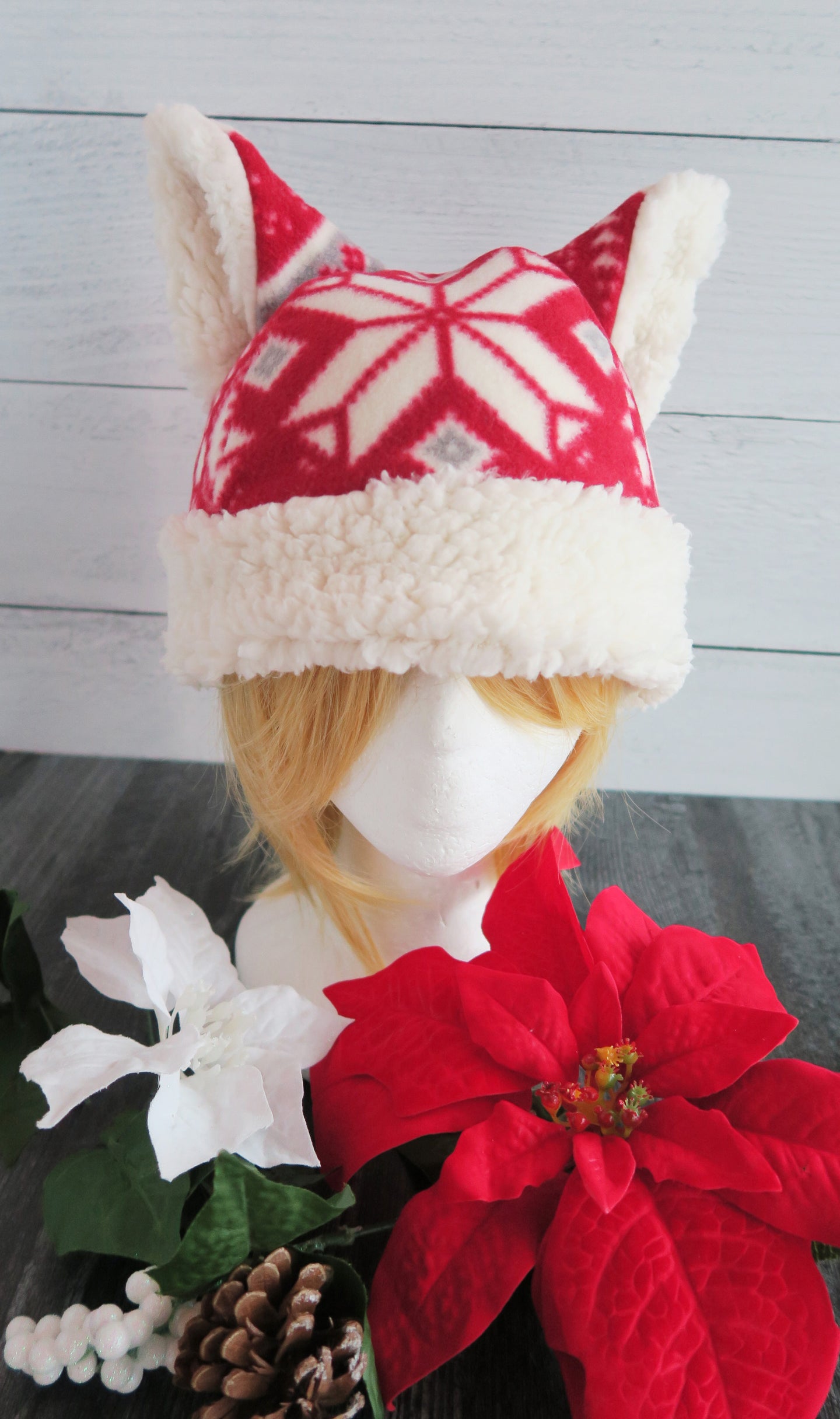 Christmas Star Cat Fleece Hat - Sherpa Hat