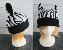 Load image into Gallery viewer, Zebra Fleece Hat - Ready to Ship Halloween Costume

