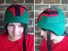 Load image into Gallery viewer, Green Space Helmet Fleece Hat - Ready to Ship Halloween Costume
